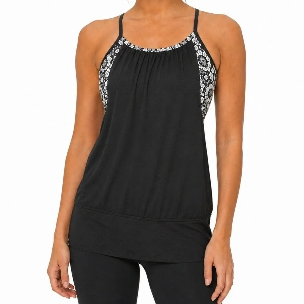 Lululemon No Limits Tank Womens 4/6 Brisk Bloom Floral Built In Bra Yoga Gym Fit